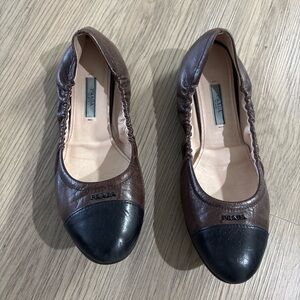 Prada Ballerina Slipper Brown and Black